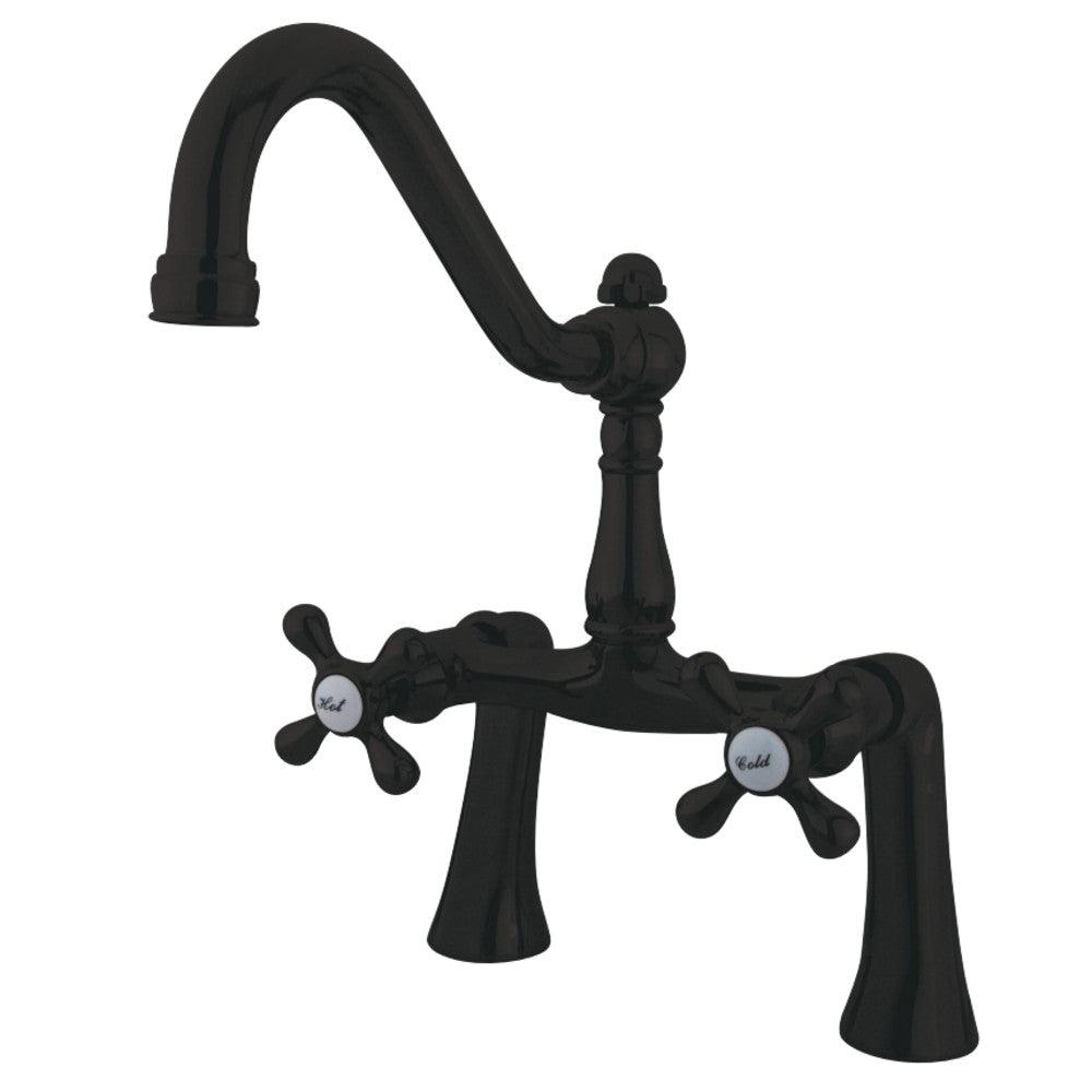 Kingston Brass Restoration 7-Inch Center Deck Mount Clawfoot Tub Faucet Oil Rubbed Bronze