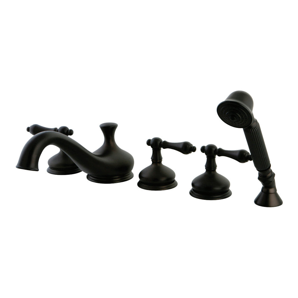 Kingston Brass Restoration Roman Tub Faucet with Hand Shower Oil Rubbed Bronze