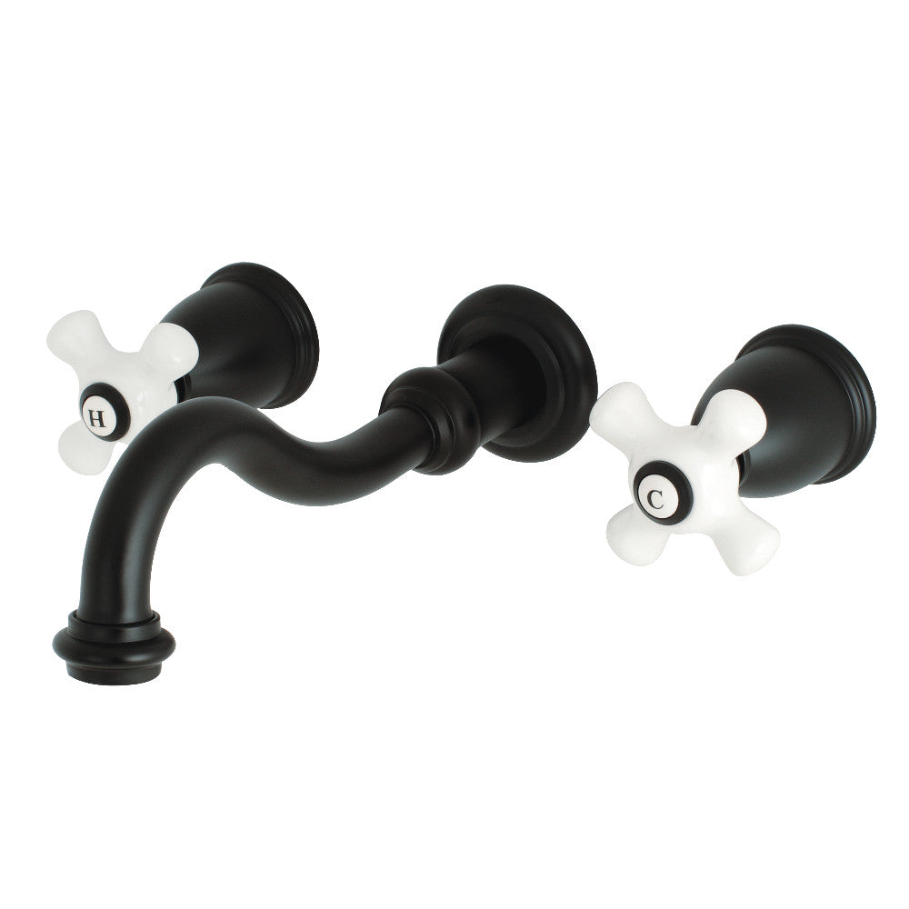 Kingston Brass Restoration Two-Handle Wall Mount Tub Faucet Matte Black