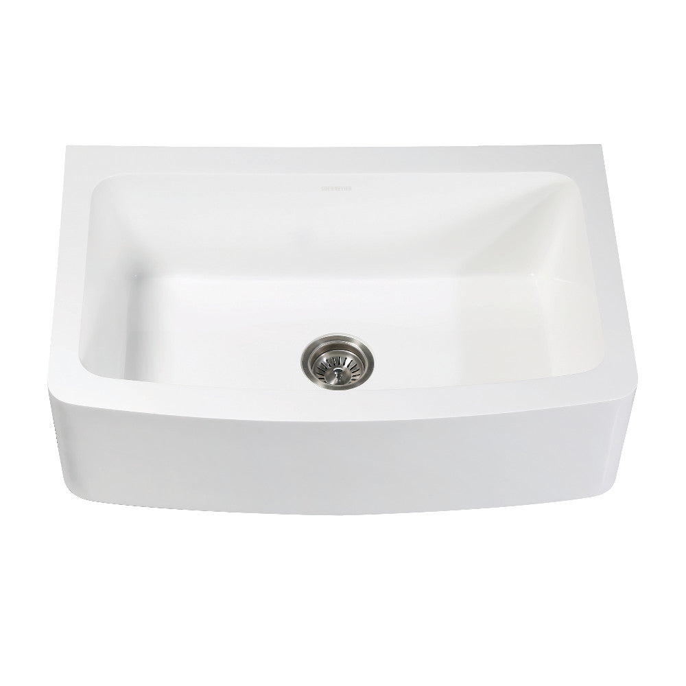 Kingston Brass Solid Surface 33" x 22" Farmhouse Single Bowl Kitchen Sink, Matte White