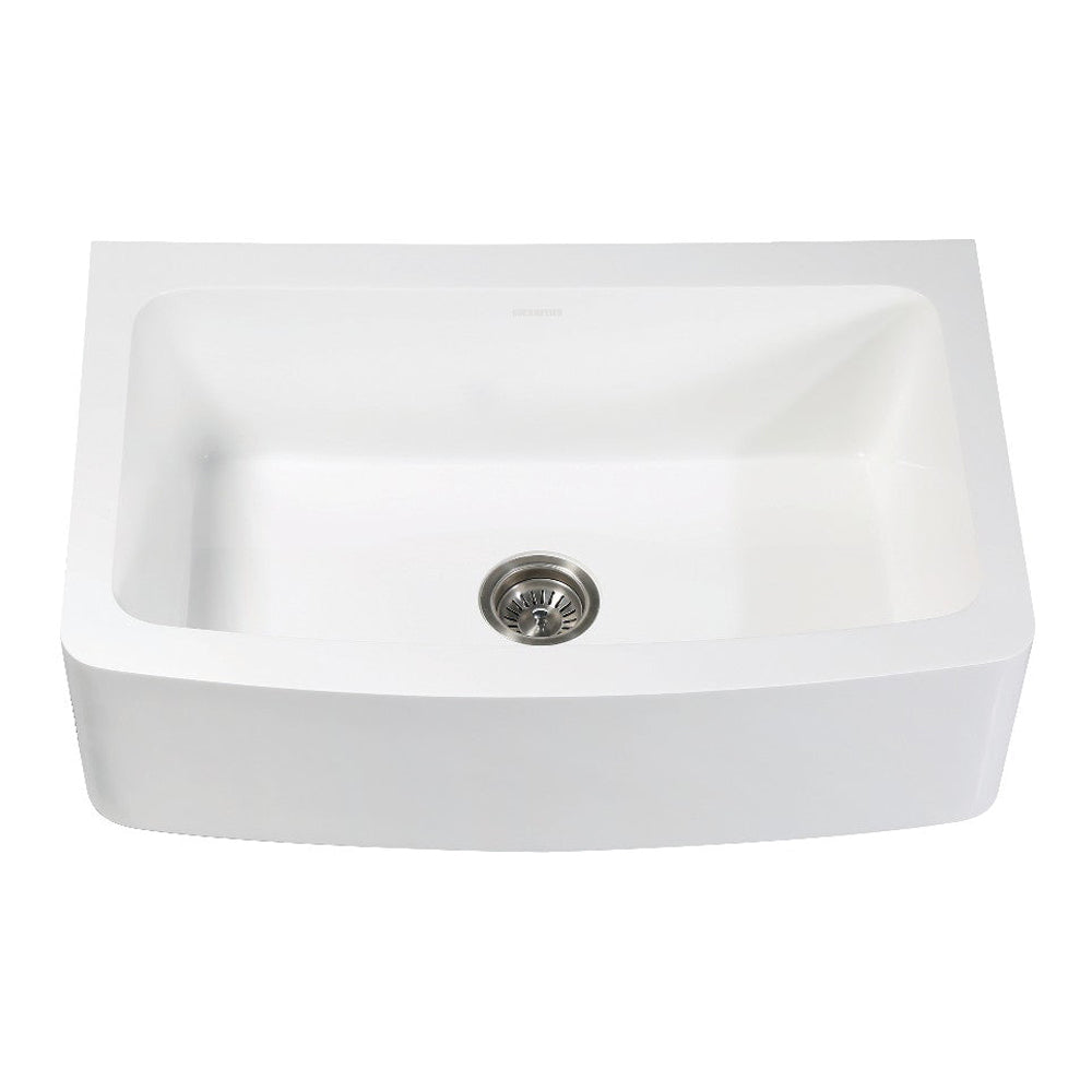 Kingston Brass Solid Surface 33" x 22" Farmhouse Single Bowl Kitchen Sink, Matte White