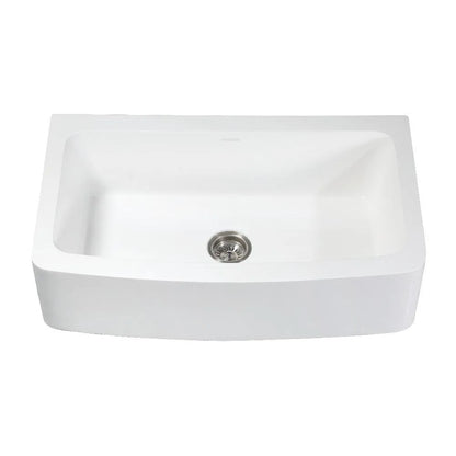 Kingston Brass Solid Surface 36" x 22" Farmhouse Single Bowl Kitchen Sink, Matte White Matte White