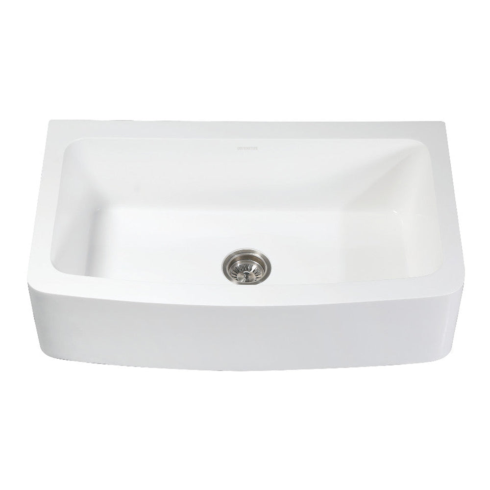 Kingston Brass Solid Surface 36" x 22" Farmhouse Single Bowl Kitchen Sink, Matte White Matte White