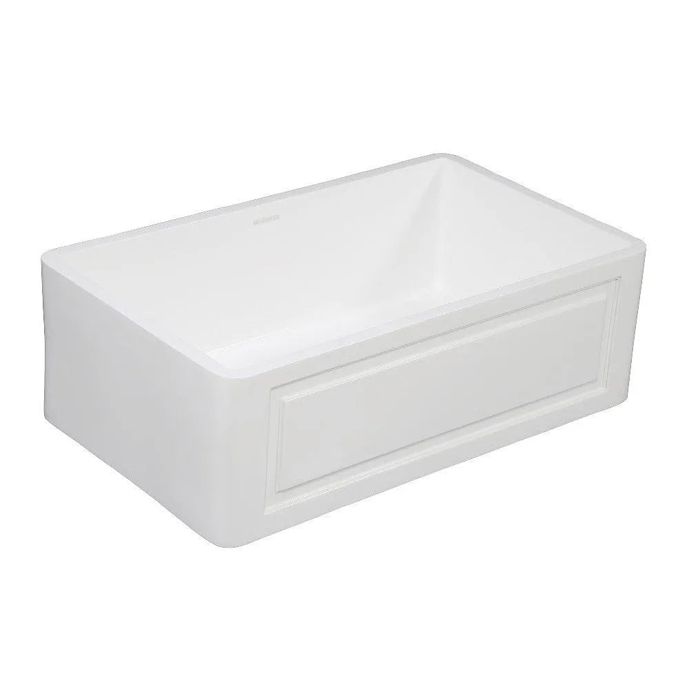 Kingston Brass Solid Surface Matte Stone Apron Front Farmhouse Single Bowl Kitchen Sink, Matte White 