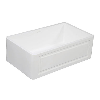 Kingston Brass Solid Surface Matte Stone Apron Front Farmhouse Single Bowl Kitchen Sink, Matte White 
