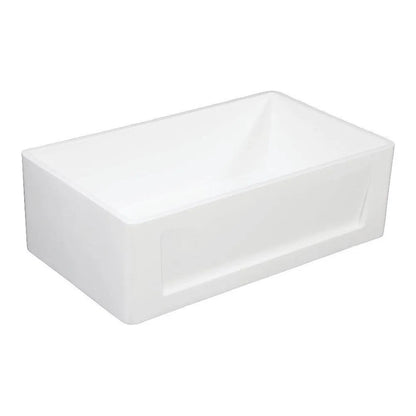 Kingston Brass 36 in. Solid Surface Matte Stone Apron Front Farmhouse Single Bowl Kitchen Sink in Matte White (GKFA361810SQ)
