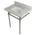 Kingston Brass Templeton 30" x 22" Carrara Marble Vanity Top with Brass Console Legs Carrara Marble/Polished Chrome