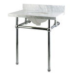Kingston Brass Templeton 30" x 22" Carrara Marble Vanity Top with Brass Console Legs Carrara Marble/Polished Chrome