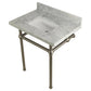 Kingston Brass Templeton 30" x 22" Carrara Marble Vanity Top with Brass Console Legs Carrara Marble/Brushed Nickel