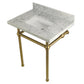 Kingston Brass Templeton 30" x 22" Carrara Marble Vanity Top with Brass Console Legs Carrara Marble/Brushed Brass