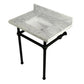 Kingston Brass Templeton 30" x 22" Carrara Marble Vanity Top with Brass Console Legs Carrara Marble/Matte Black
