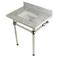 Kingston Brass Templeton 30" x 22" Carrara Marble Vanity Top with Clear Acrylic Console Legs in Polished Chrome