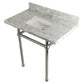 Kingston Brass Templeton 36" x 22" Carrara Marble Vanity Top with Brass Console Legs Carrara Marble/Polished Chrome