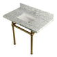 Kingston Brass Templeton 36" x 22" Carrara Marble Vanity Top with Brass Console Legs Carrara Marble/Brushed Brass