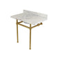 Kingston Brass Templeton 36" x 22" Carrara Marble Vanity Top with Brass Console Legs Carrara Marble/Brushed Brass