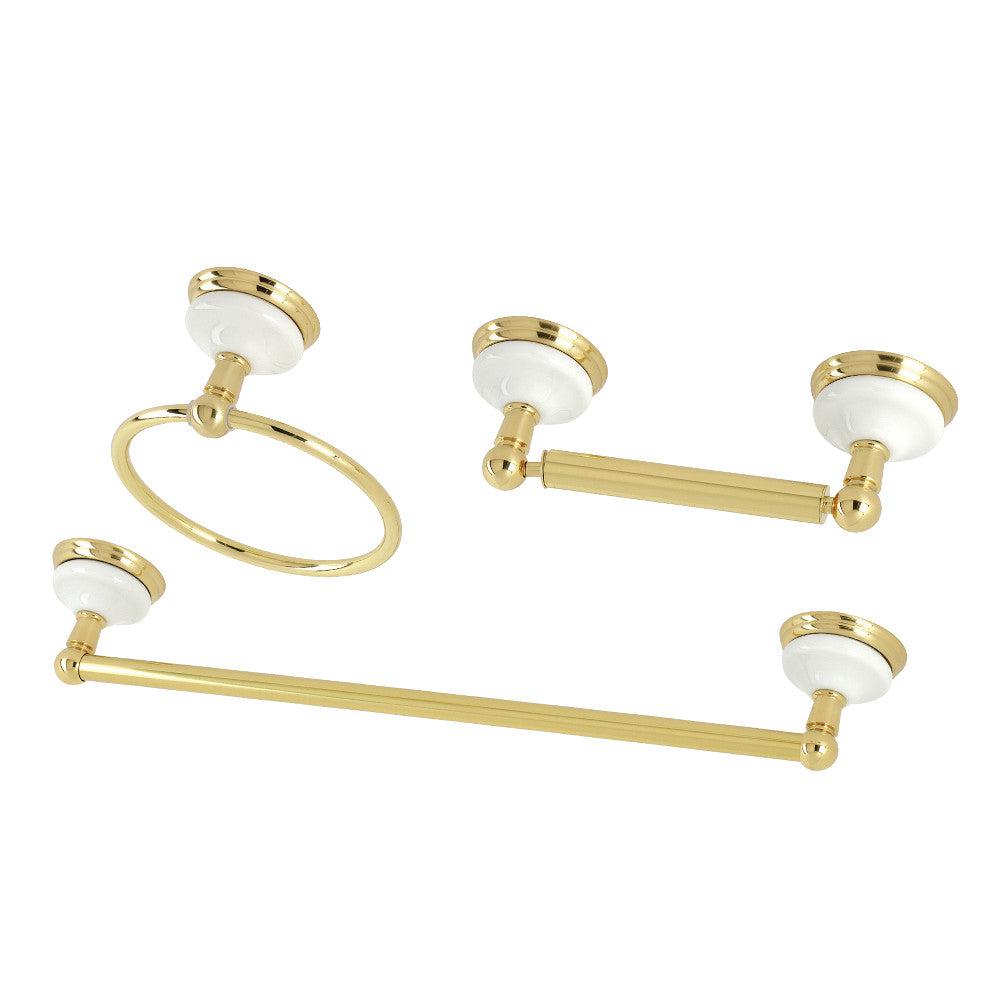 Kingston Brass Victorian 3-Piece Bathroom Hardware Set in Polished Brass