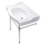 Kingston Brass Victorian 30-Inch Console Sink with Stainless Steel Legs Polished Chrome