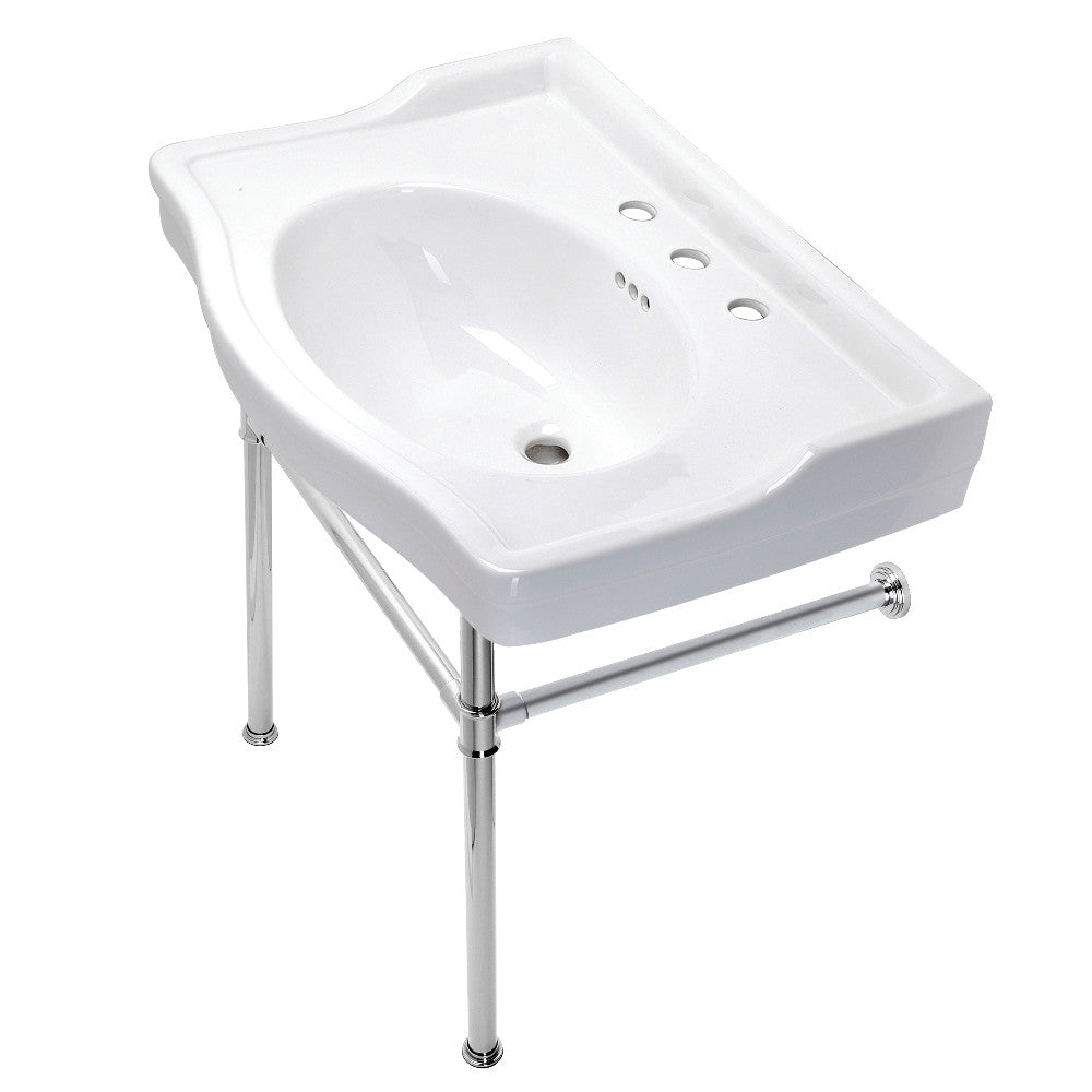 Kingston Brass Victorian 30-Inch Console Sink with Stainless Steel Legs Polished Chrome