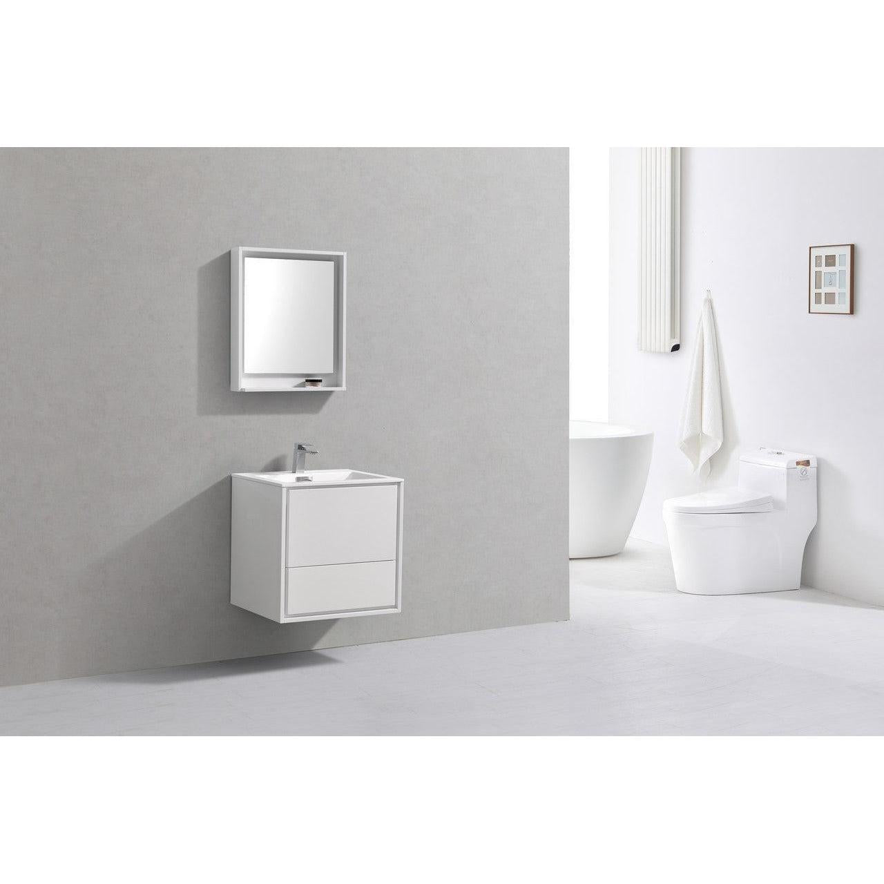 KubeBath 24 in. De Lusso Wall Mount Modern Bathroom Vanity With Color Options 
