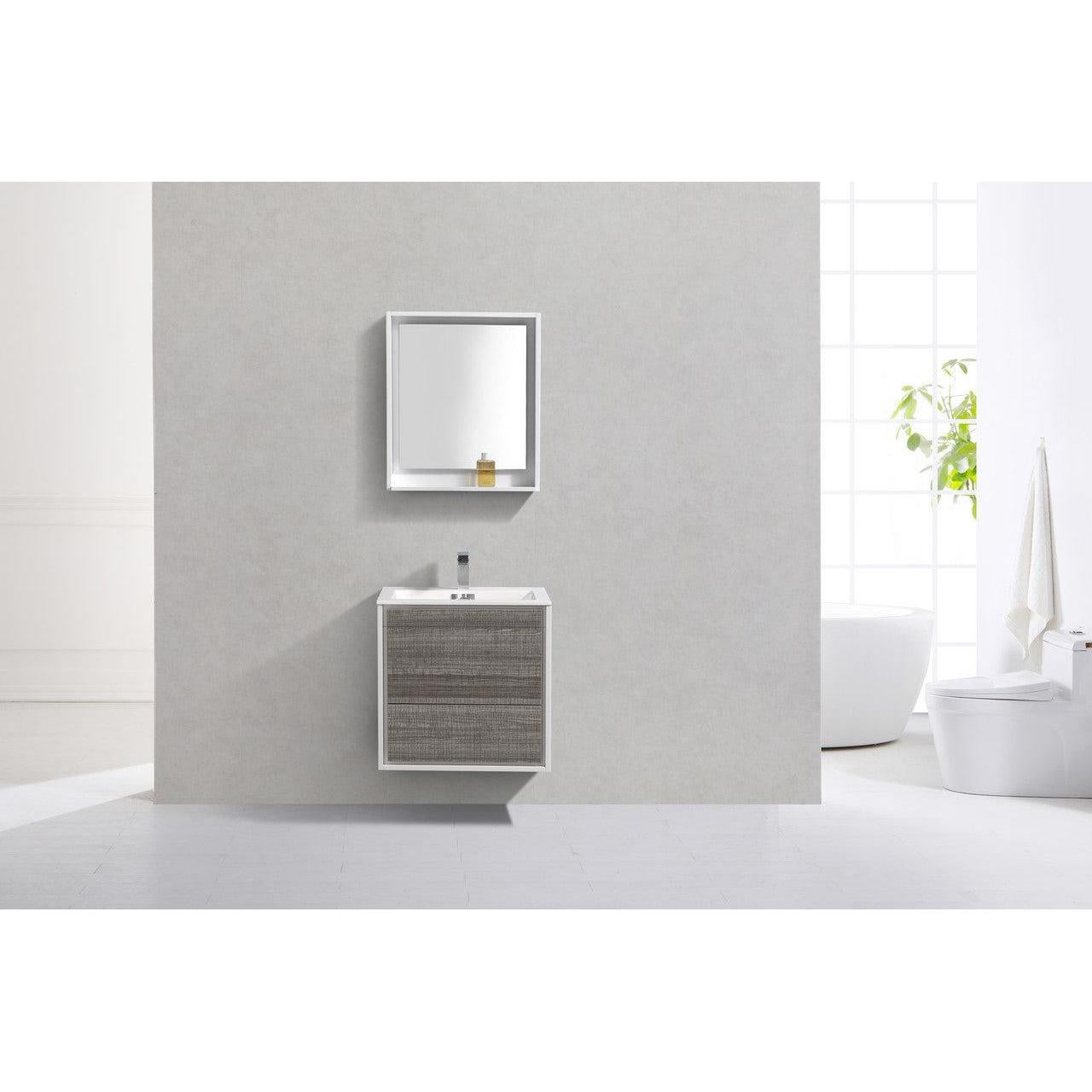 KubeBath 24 in. De Lusso Wall Mount Modern Bathroom Vanity With Color Options 