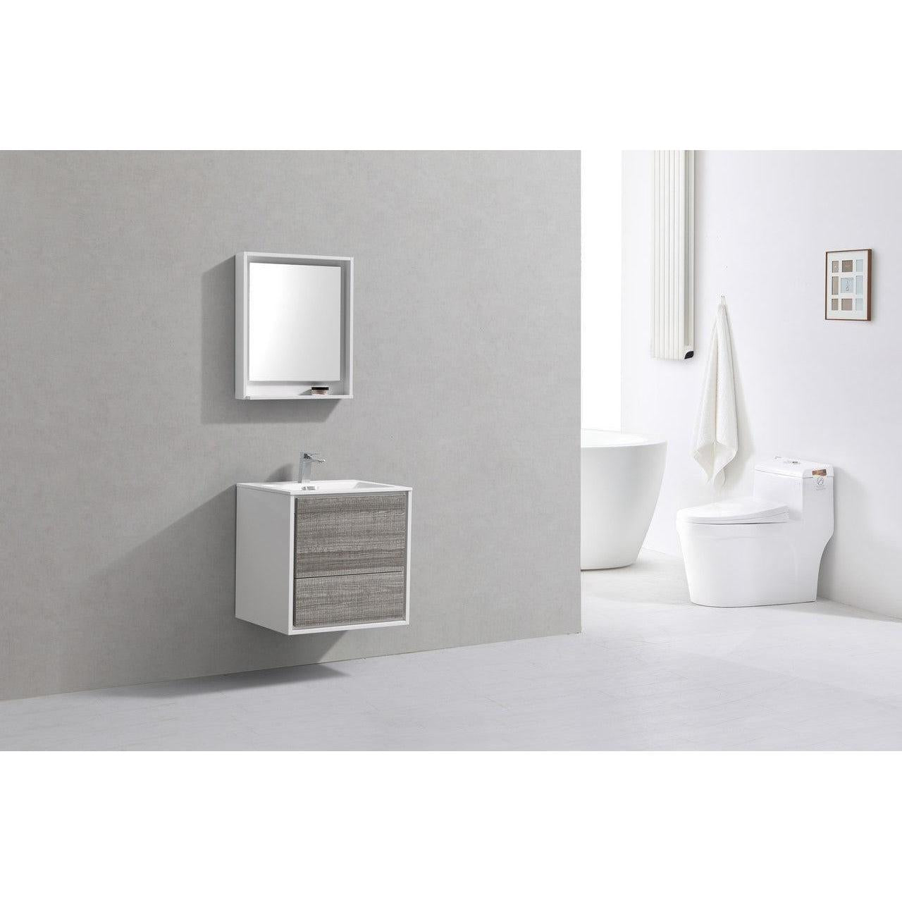 KubeBath 24 in. De Lusso Wall Mount Modern Bathroom Vanity With Color Options 