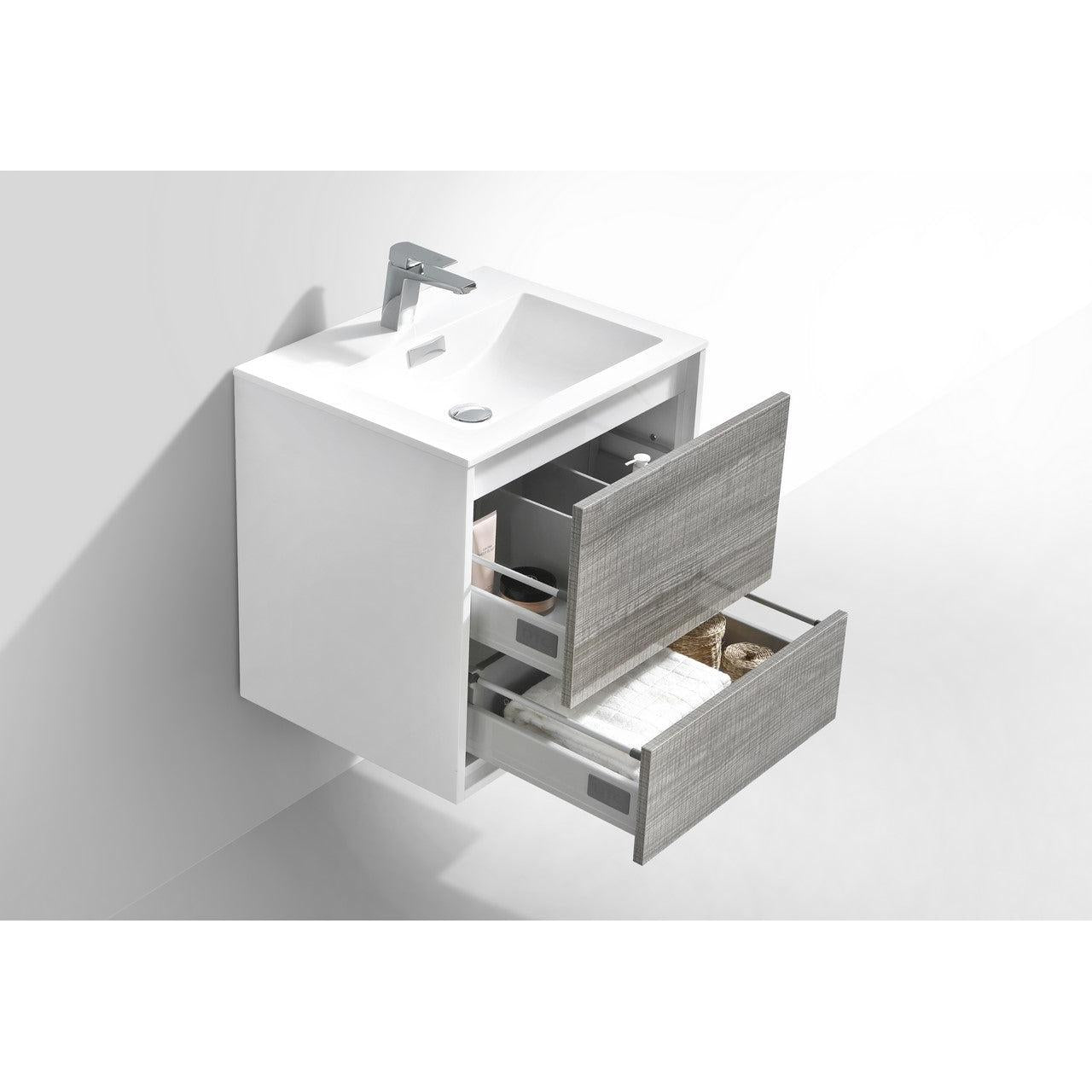 KubeBath 24 in. De Lusso Wall Mount Modern Bathroom Vanity With Color Options 