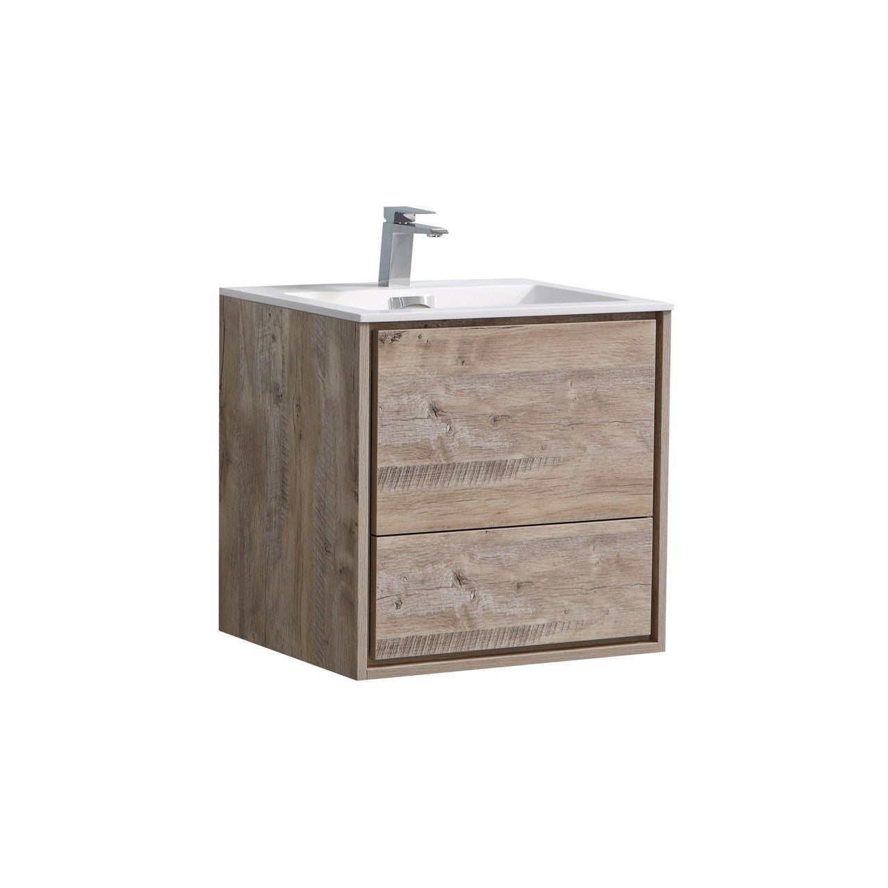 KubeBath 24 in. De Lusso Wall Mount Modern Bathroom Vanity With Color Options Nature Wood