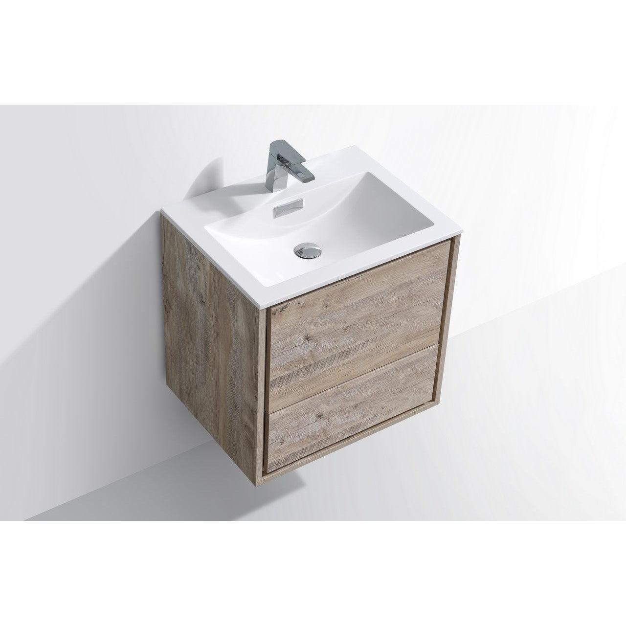 KubeBath 24 in. De Lusso Wall Mount Modern Bathroom Vanity With Color Options 