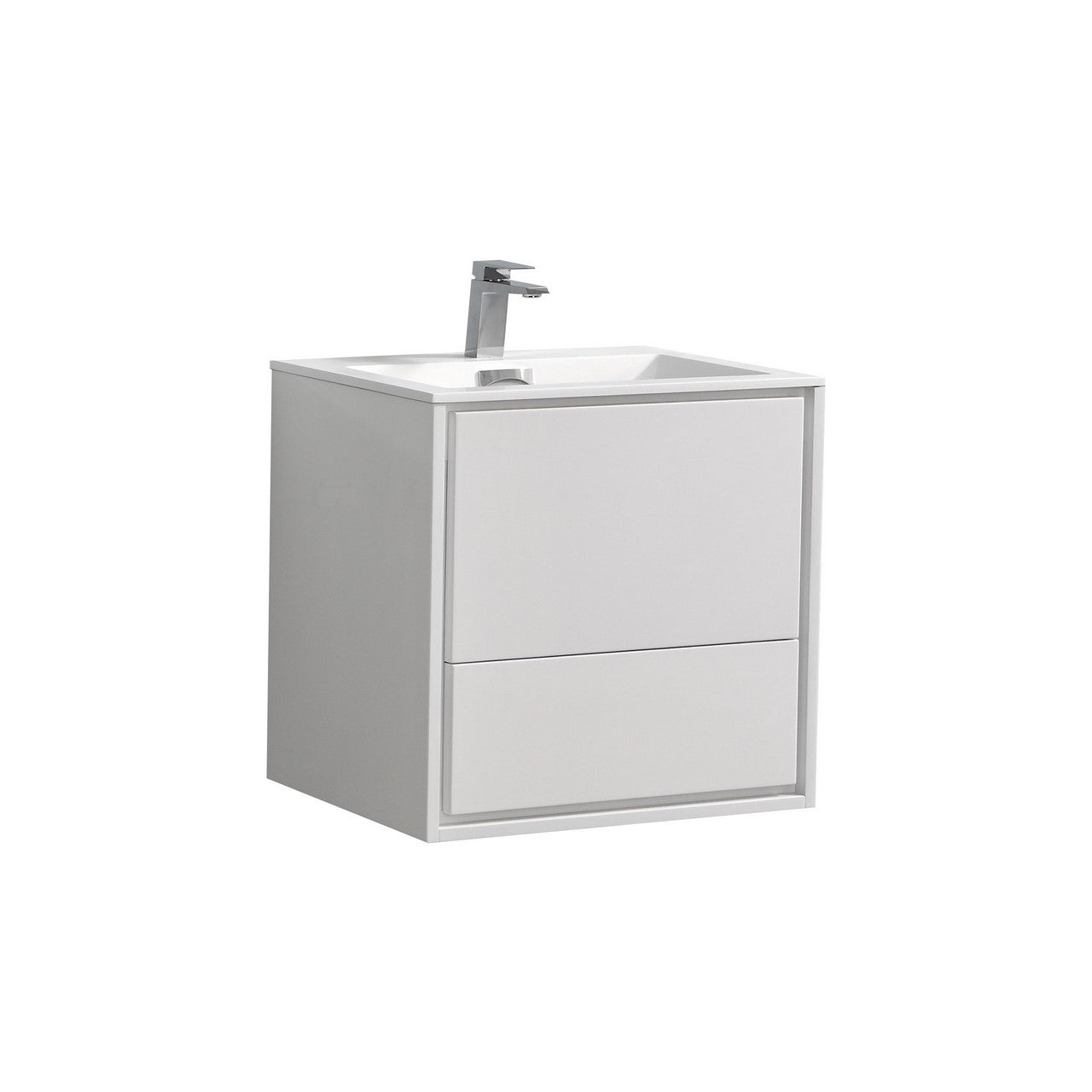KubeBath 24 in. De Lusso Wall Mount Modern Bathroom Vanity With Color Options Glossy White