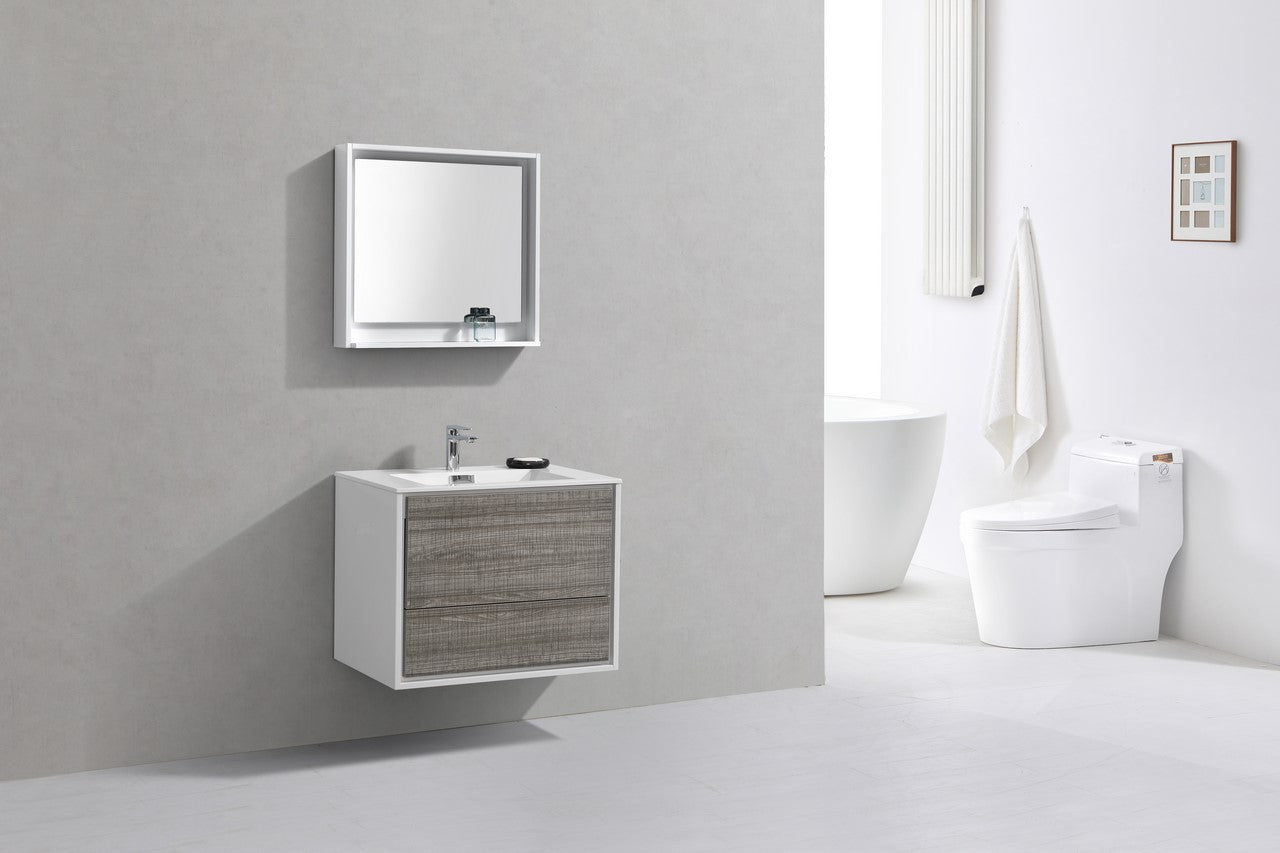 KubeBath 30 in. De Lusso Wall Mount Modern Bathroom Vanity With Color Options 