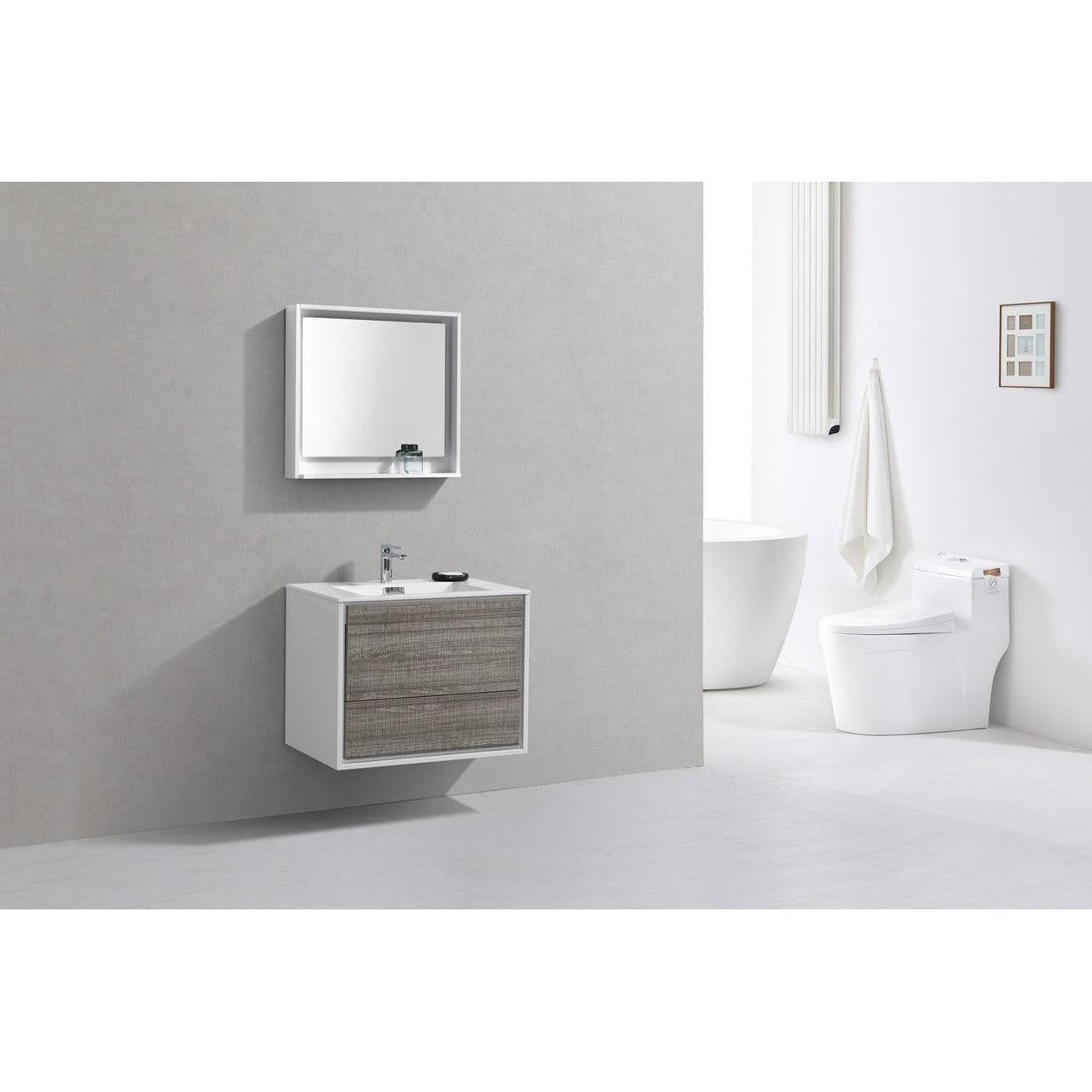 KubeBath 30 in. De Lusso Wall Mount Modern Bathroom Vanity With Color Options 