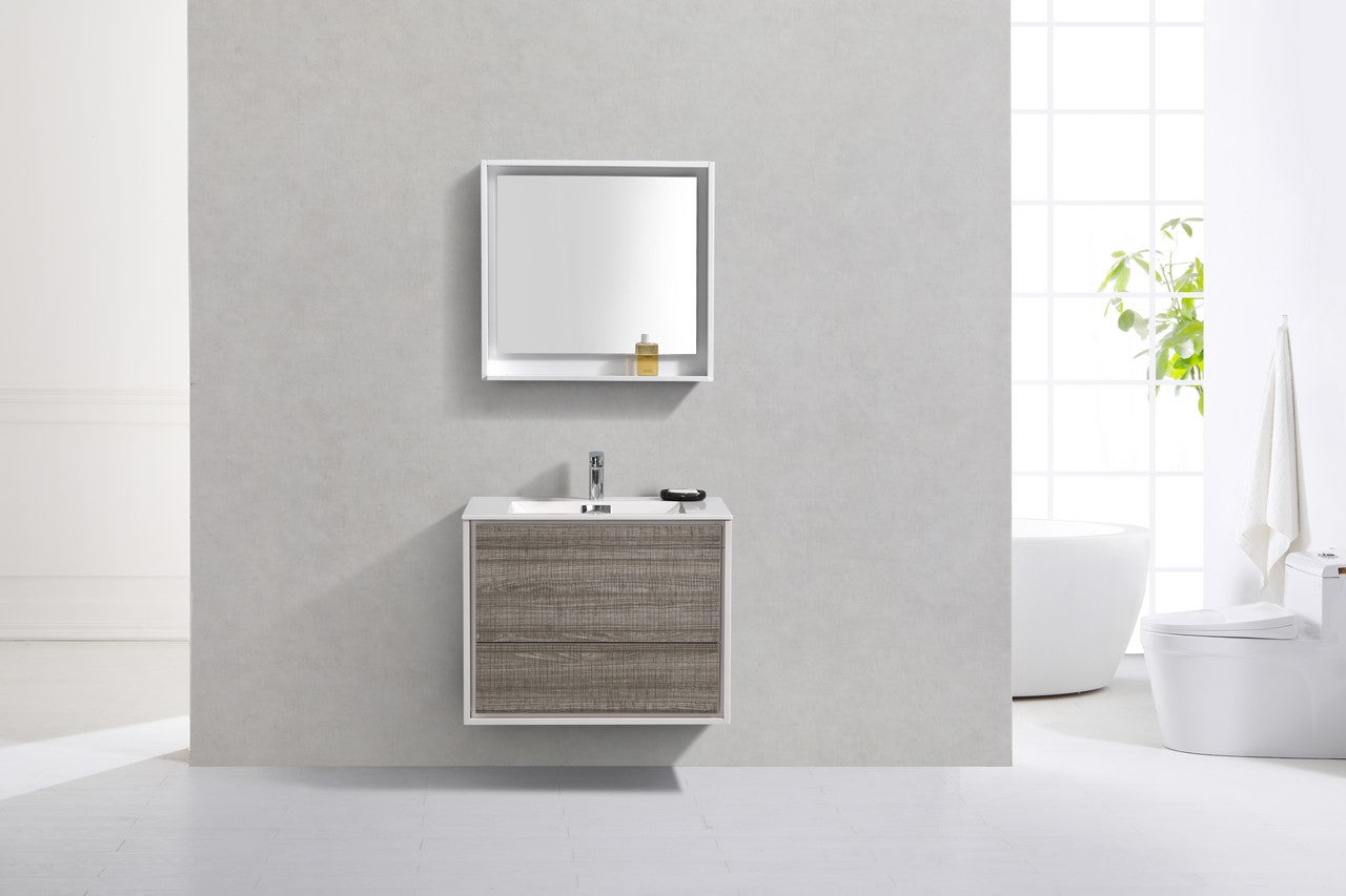 KubeBath 30 in. De Lusso Wall Mount Modern Bathroom Vanity With Color Options 