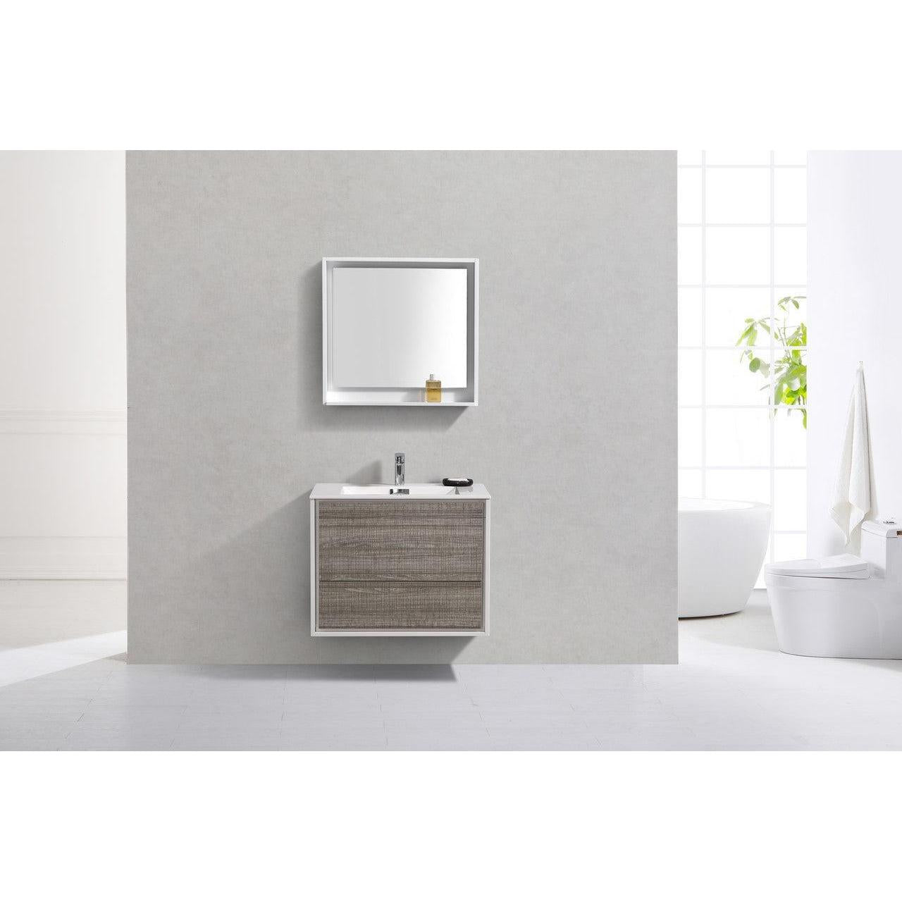 KubeBath 30 in. De Lusso Wall Mount Modern Bathroom Vanity With Color Options 