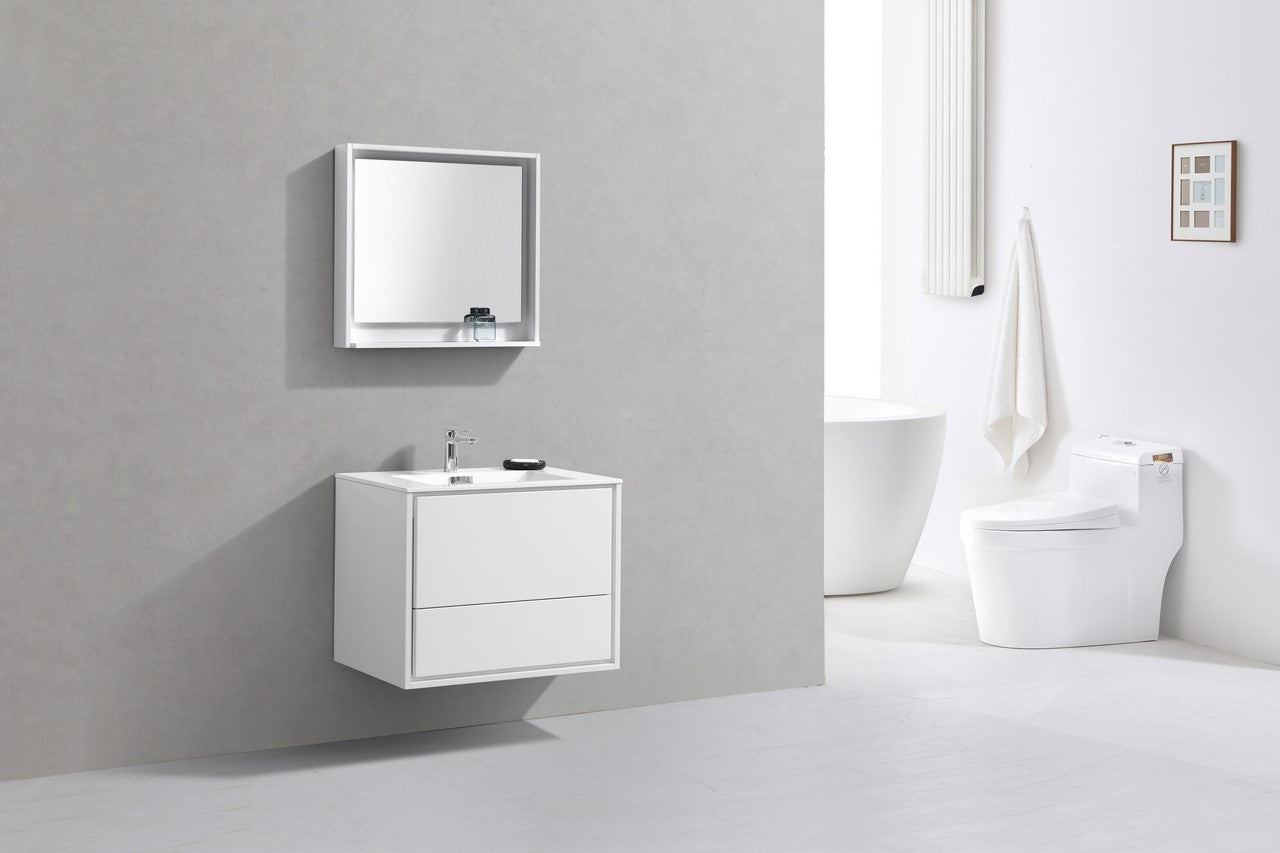 KubeBath 30 in. De Lusso Wall Mount Modern Bathroom Vanity With Color Options 