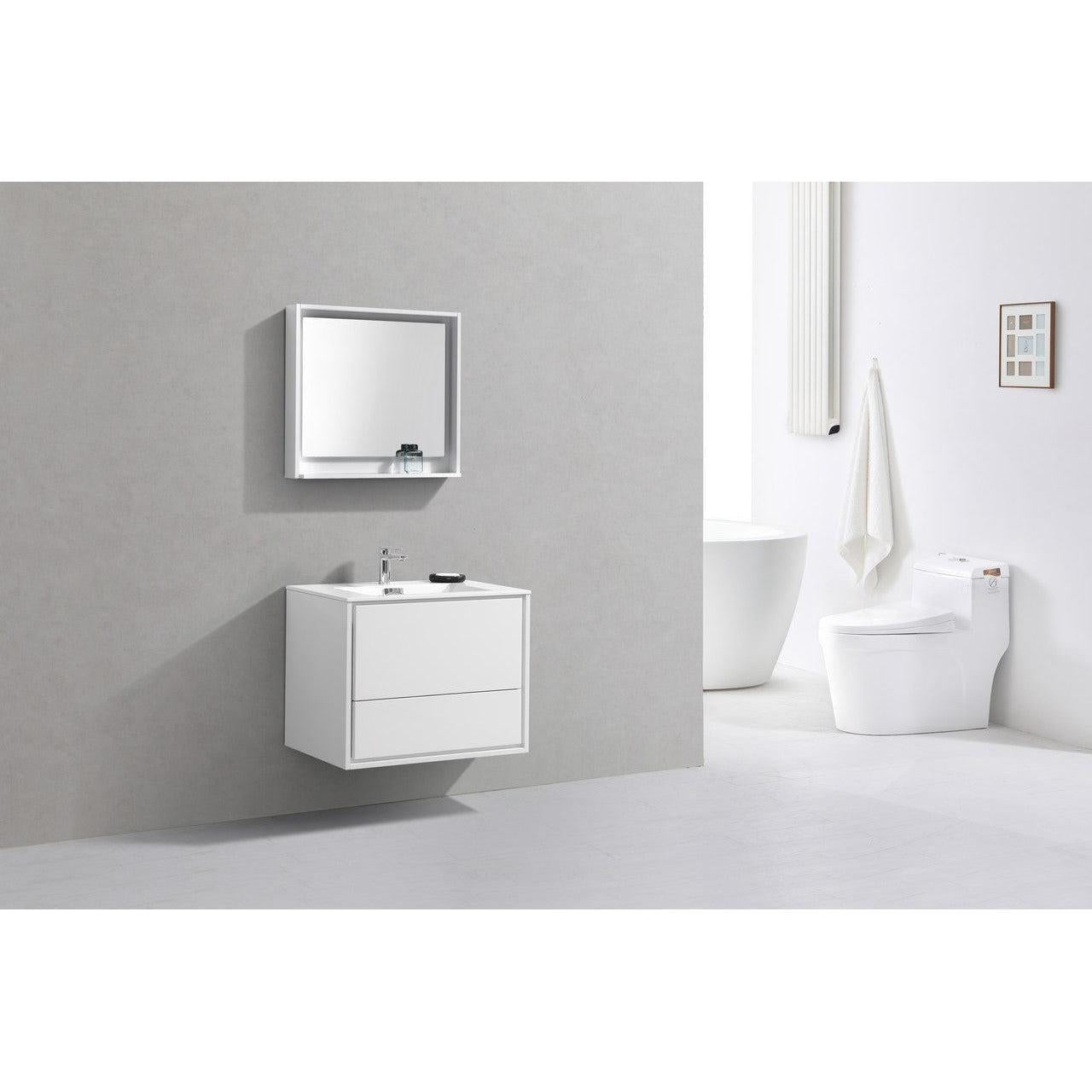 KubeBath 30 in. De Lusso Wall Mount Modern Bathroom Vanity With Color Options 