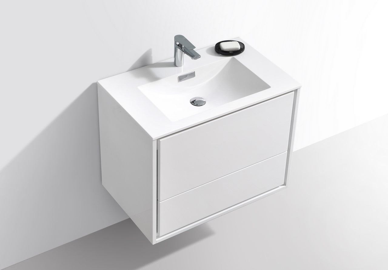 KubeBath 30 in. De Lusso Wall Mount Modern Bathroom Vanity With Color Options 