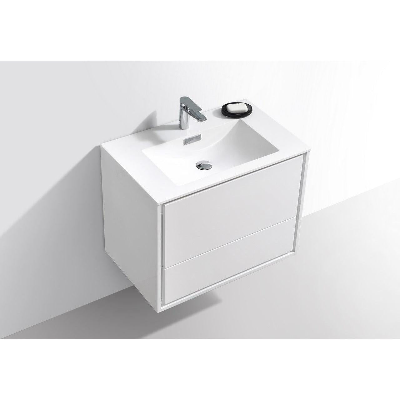 KubeBath 30 in. De Lusso Wall Mount Modern Bathroom Vanity With Color Options 