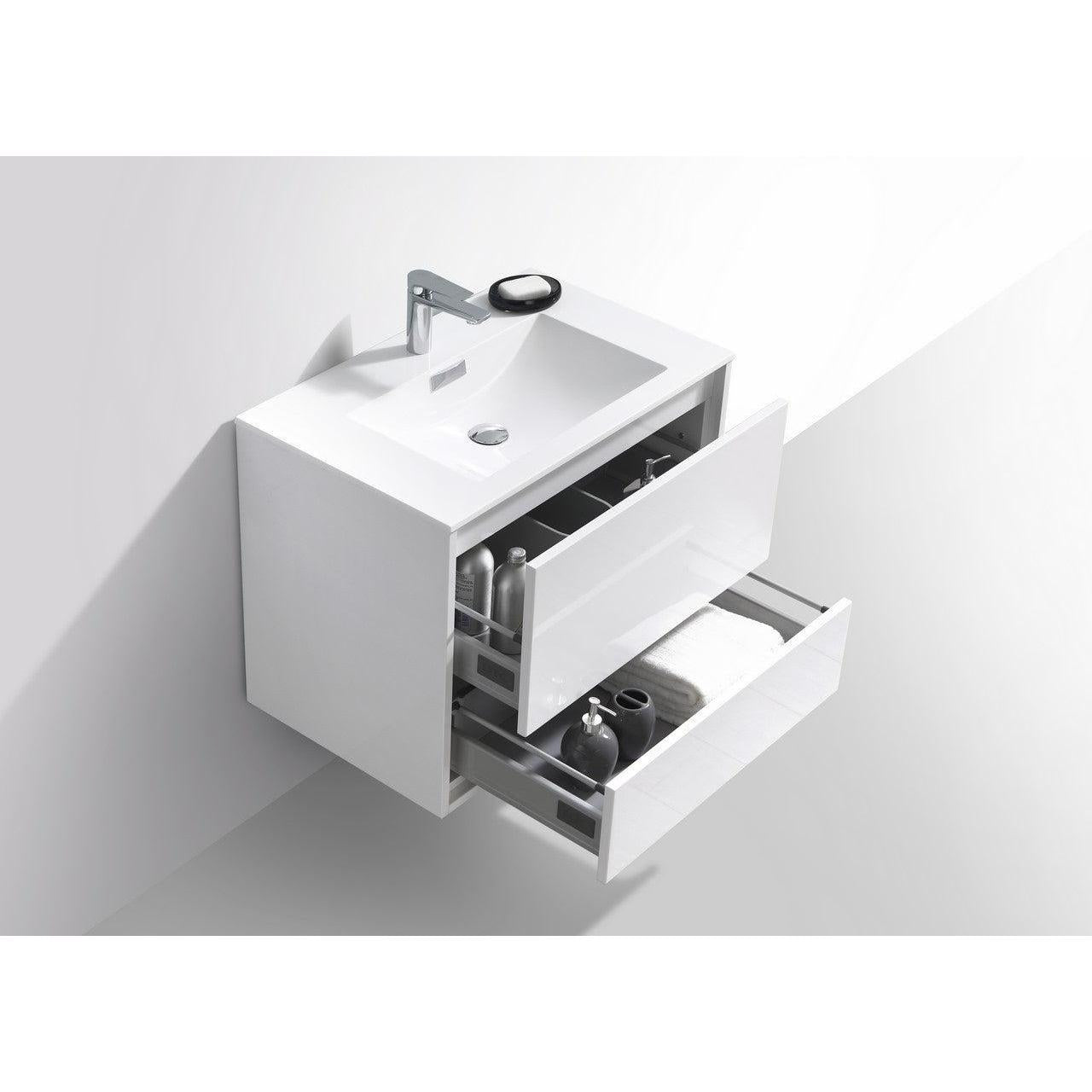 KubeBath 30 in. De Lusso Wall Mount Modern Bathroom Vanity With Color Options 