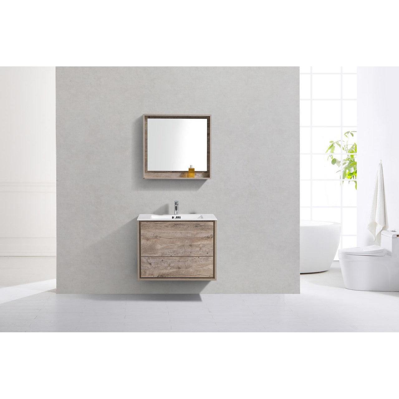 KubeBath 30 in. De Lusso Wall Mount Modern Bathroom Vanity With Color Options 