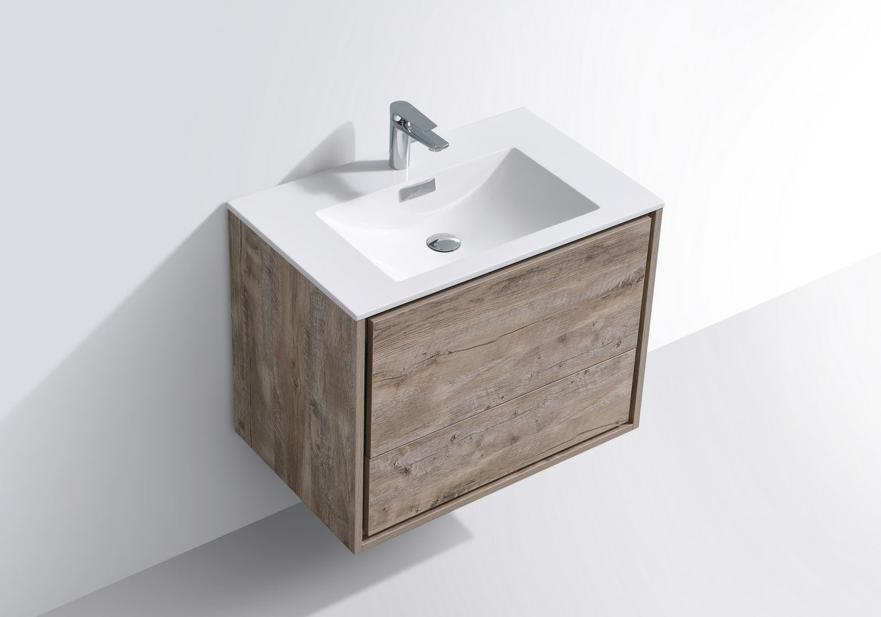 KubeBath 30 in. De Lusso Wall Mount Modern Bathroom Vanity With Color Options 