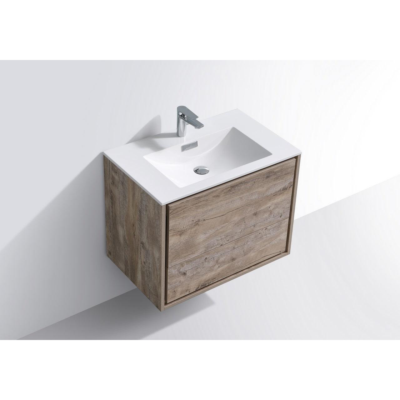 KubeBath 30 in. De Lusso Wall Mount Modern Bathroom Vanity With Color Options 