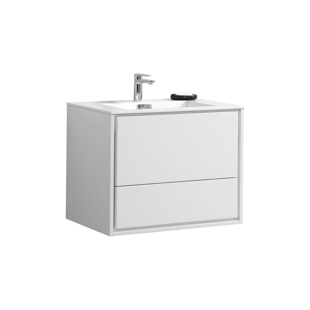 KubeBath 30 in. De Lusso Wall Mount Modern Bathroom Vanity With Color Options Glossy White