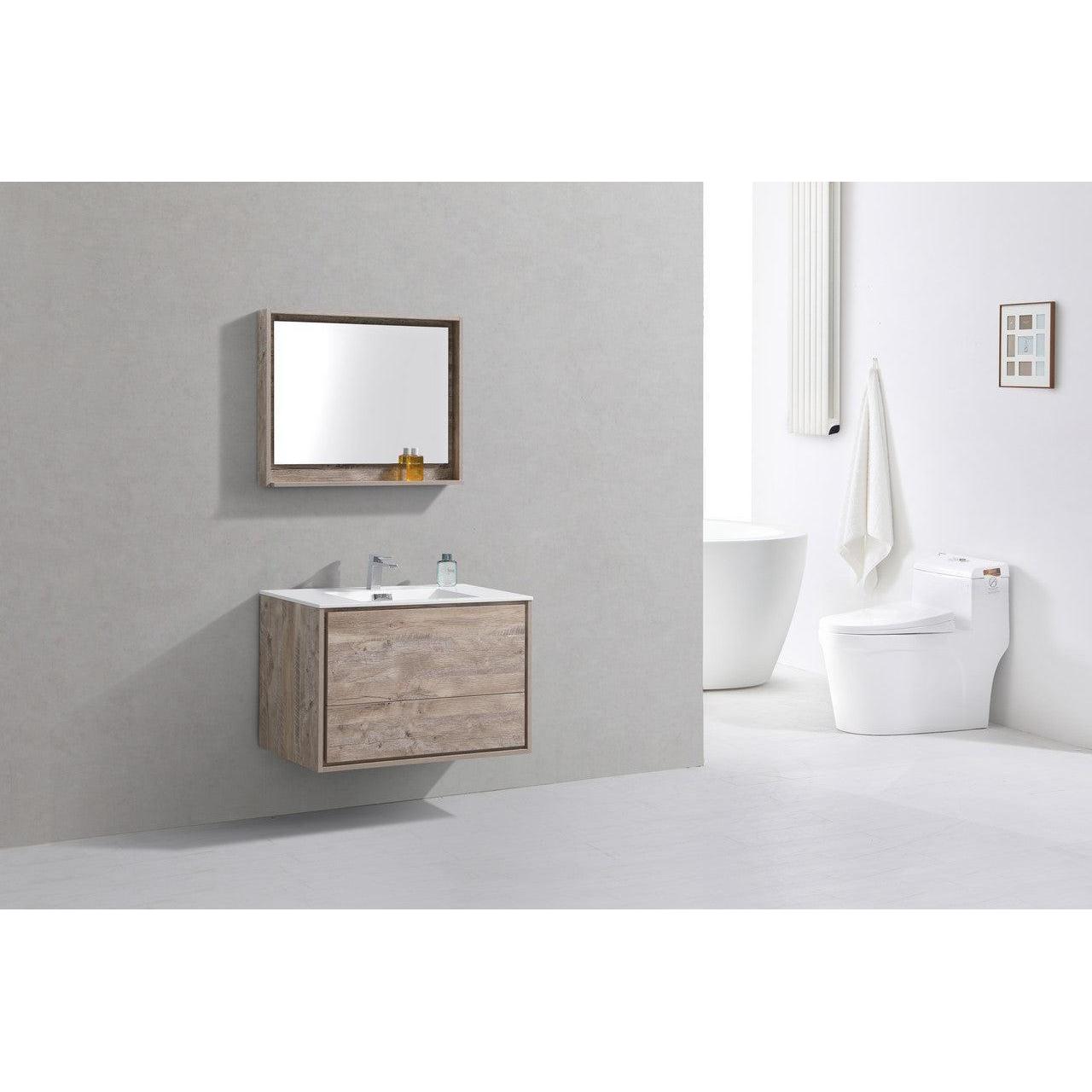 KubeBath 36 in. De Lusso Wall Mount Modern Bathroom Vanity With Color Options 