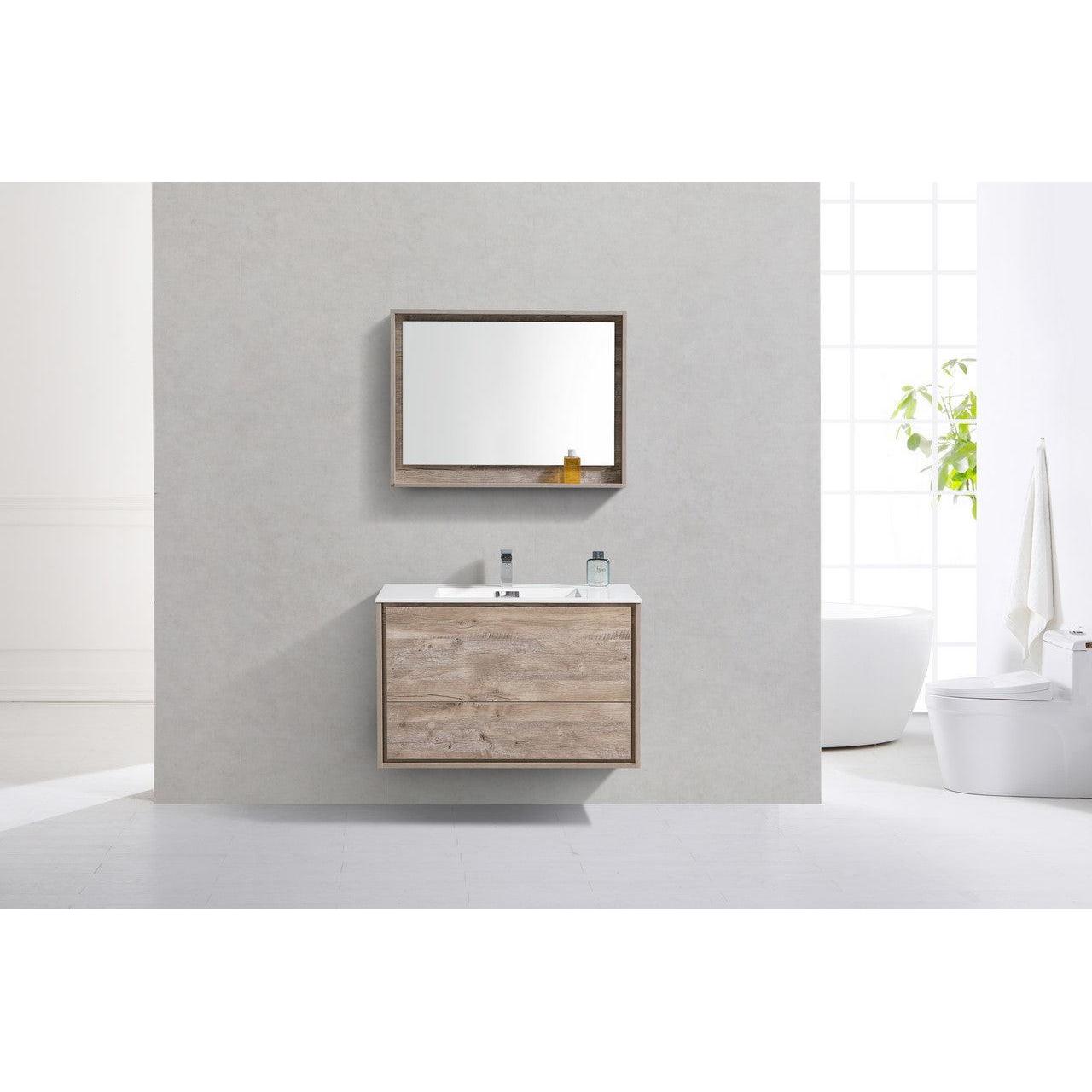 KubeBath 36 in. De Lusso Wall Mount Modern Bathroom Vanity With Color Options 