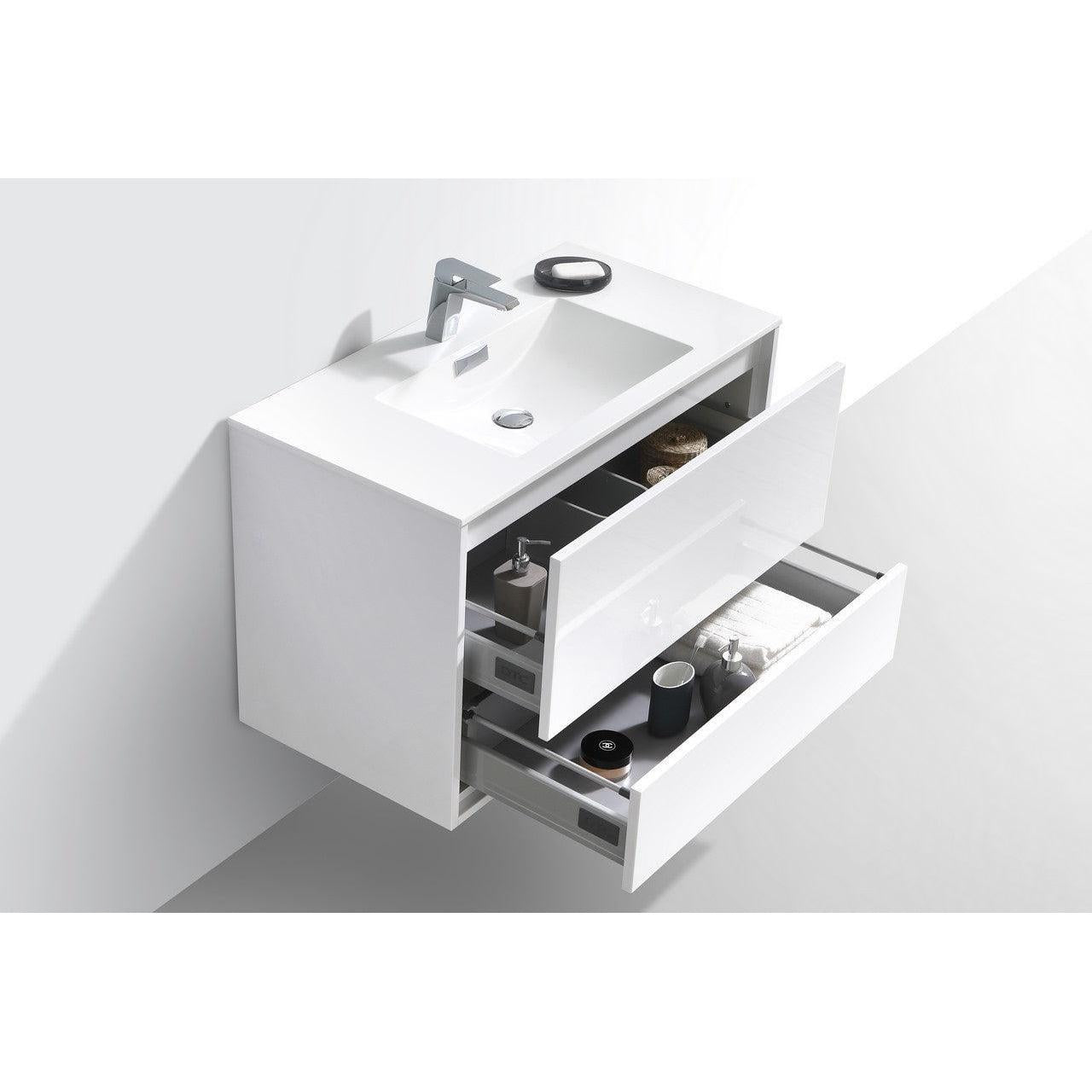 KubeBath 36 in. De Lusso Wall Mount Modern Bathroom Vanity With Color Options 