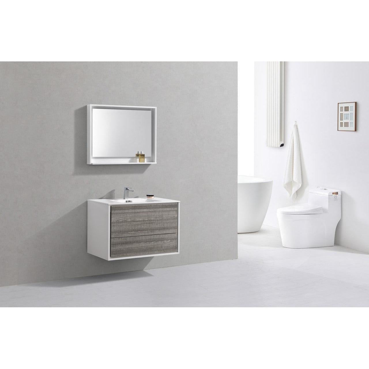 KubeBath 36 in. De Lusso Wall Mount Modern Bathroom Vanity With Color Options 