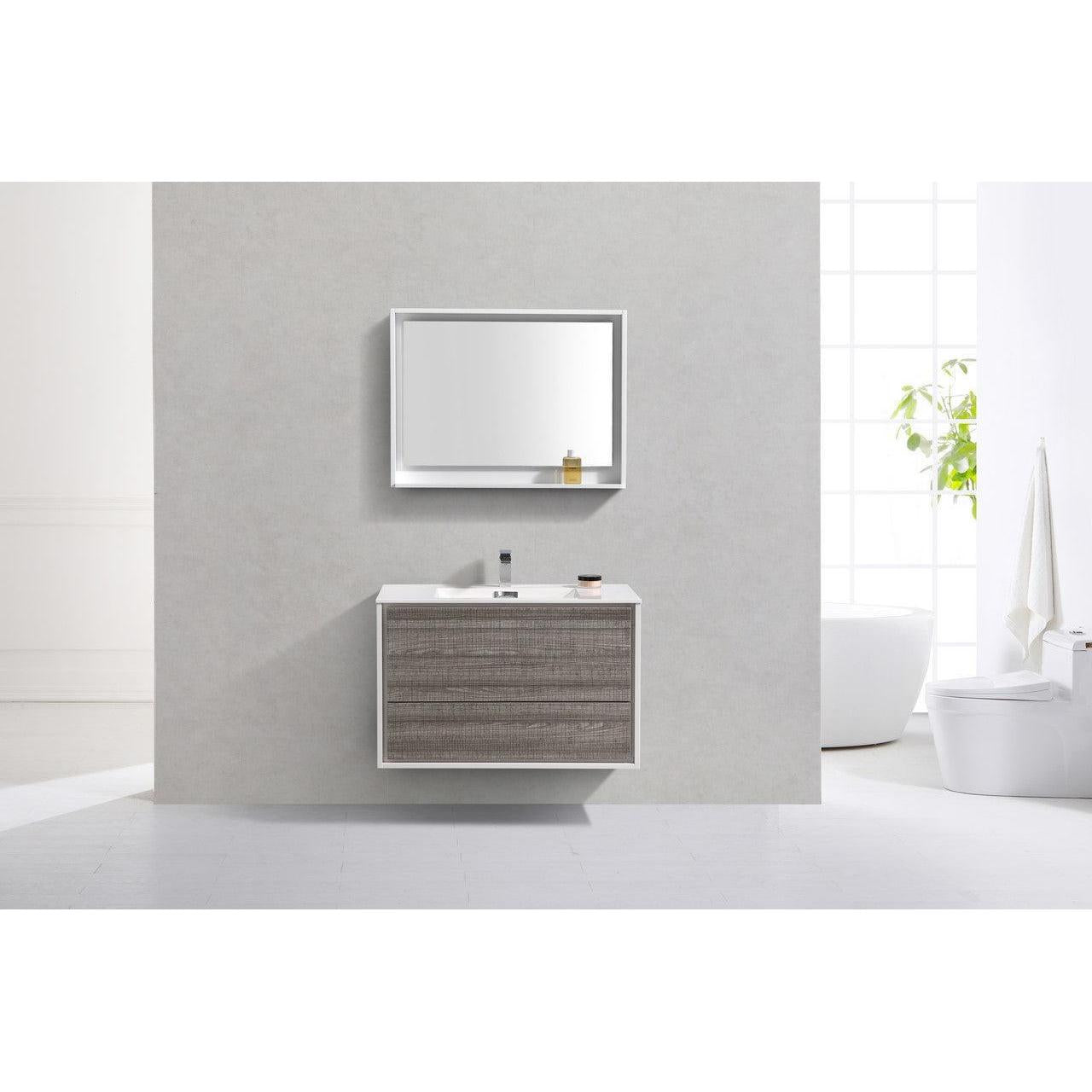 KubeBath 36 in. De Lusso Wall Mount Modern Bathroom Vanity With Color Options 