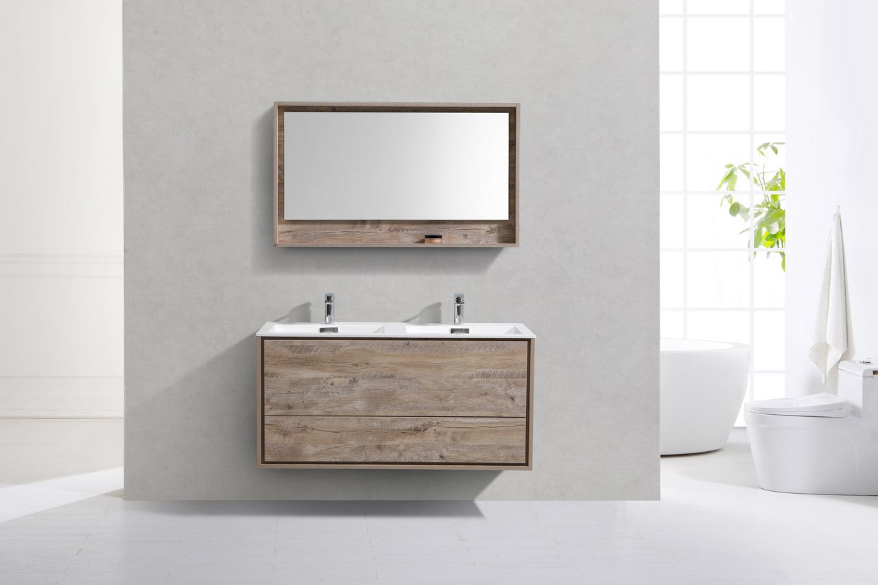 KubeBath 48 in. De Lusso Wall Mount Modern Bathroom Vanity With Color Options 