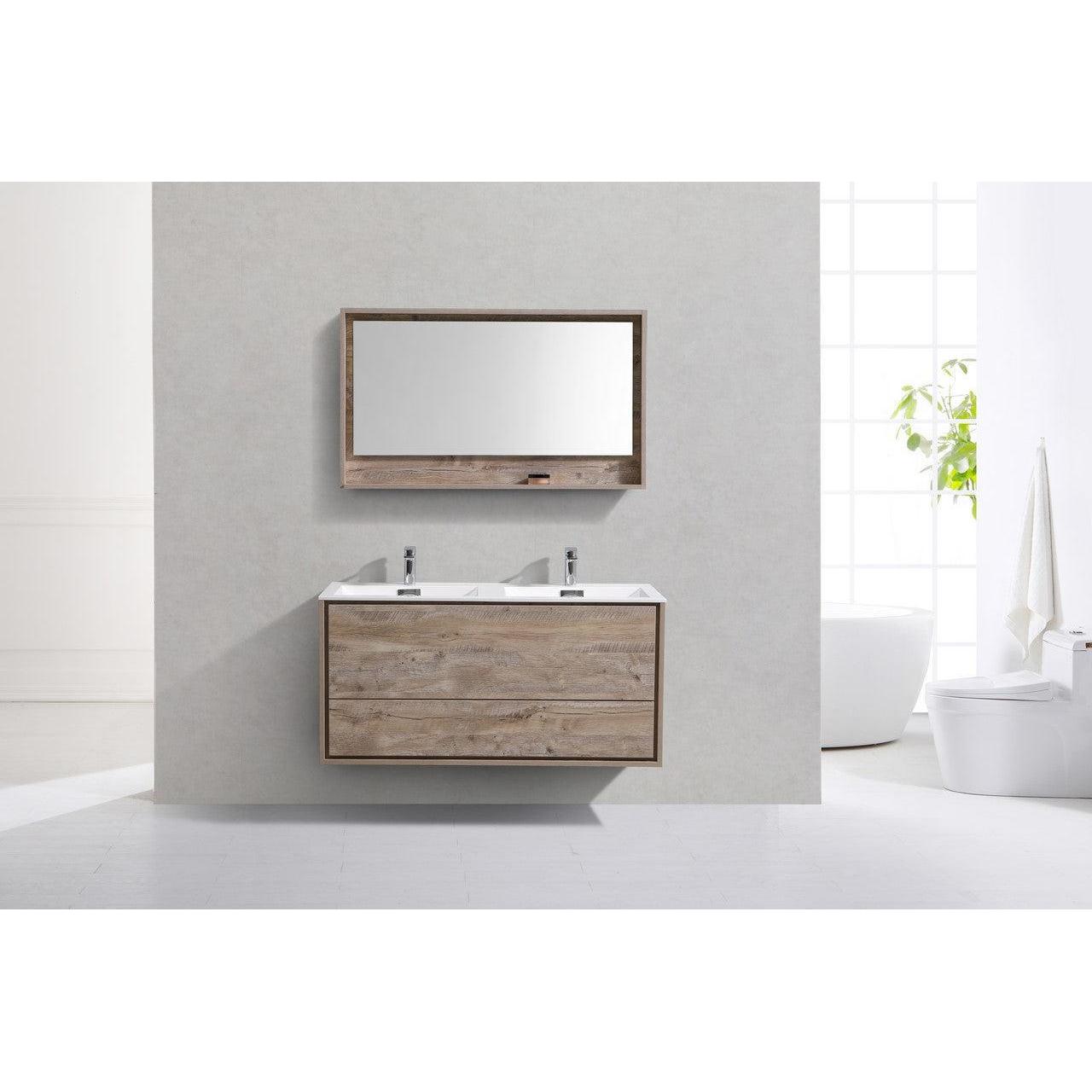 KubeBath 48 in. De Lusso Wall Mount Modern Bathroom Vanity With Color Options 