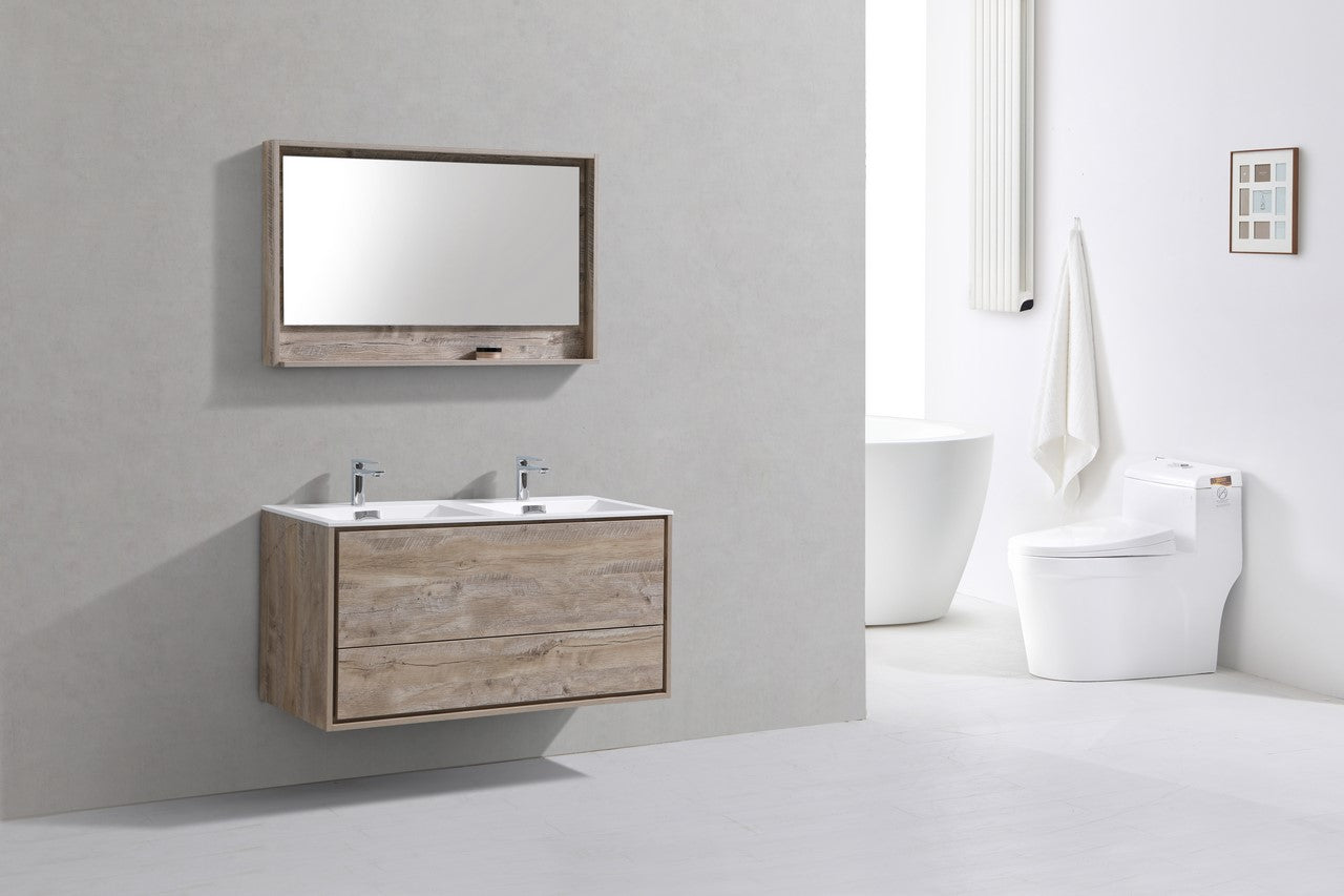 KubeBath 48 in. De Lusso Wall Mount Modern Bathroom Vanity With Color Options 